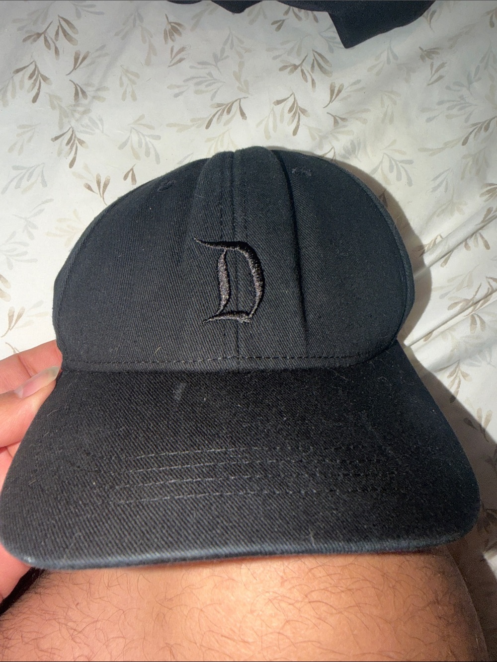 Black Baseball Cap with Embroidered D for Disneyland Logo